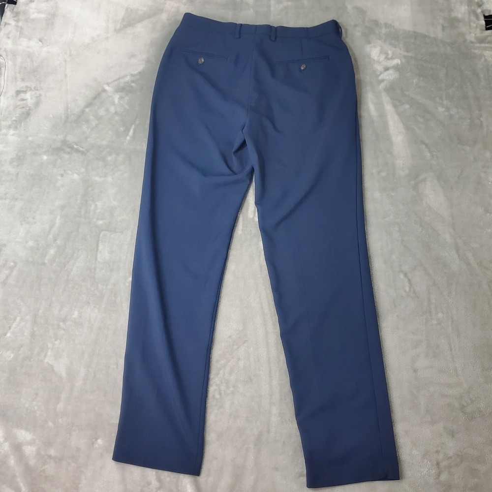 Haggar Mens Premium Comfort Dress Pant Slim Fit Blue 32x32 Flat Front Trousers - Picture 3 of 5